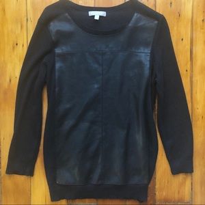 Banana Republic Black Faux Leather Sweater